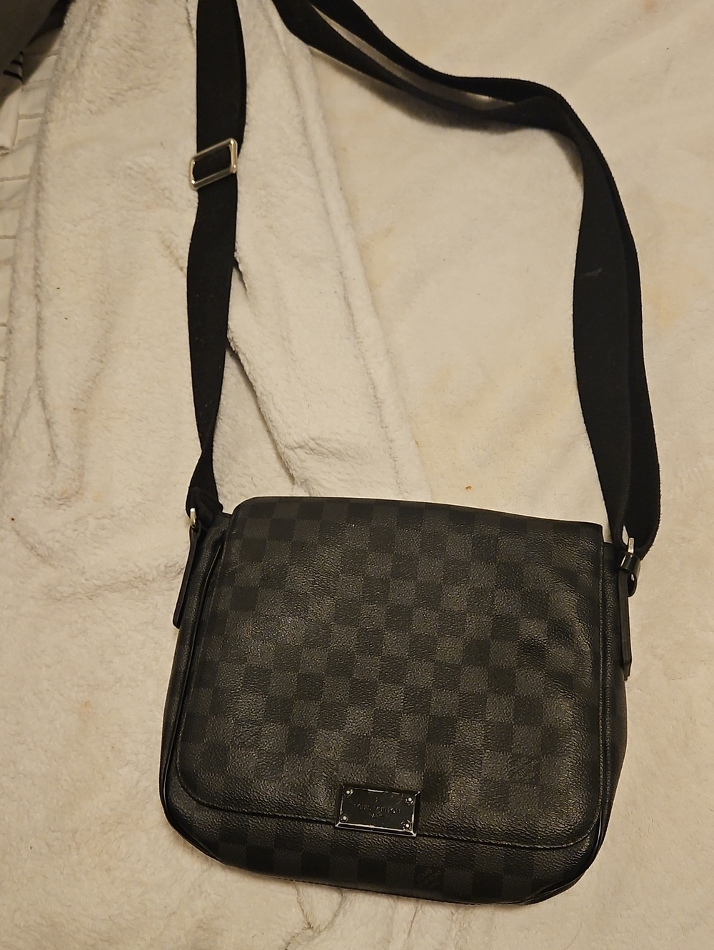 Louis Vuitton Black Checkered Crossbody Messenger Bag - Men
